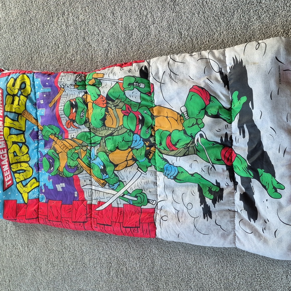 1988 Teenage Mutant Ninja Turtles TMNT Child Sleeping Bag 26" x 55" - Used